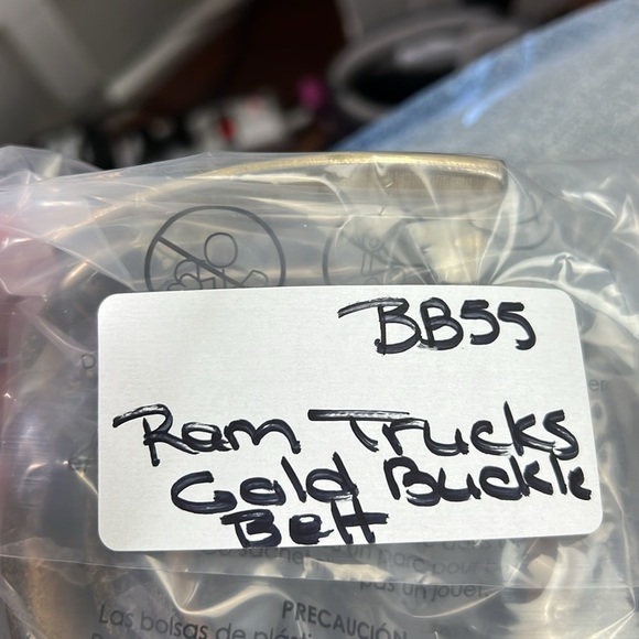 Dodge Trucks - Ram Trucks Belt Buckle on Black Leather Tooled Belt - Picture 7 of 7